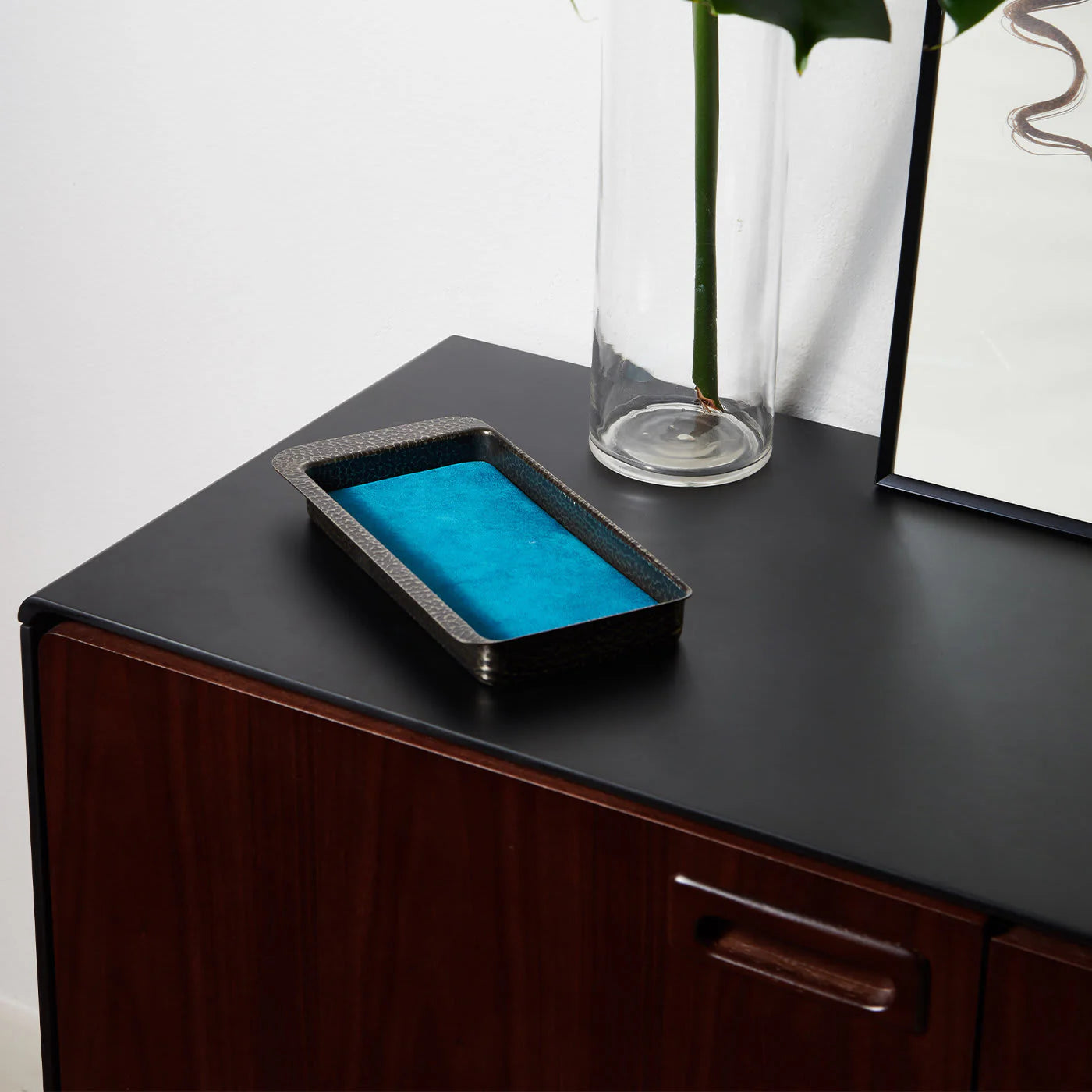 Firenze Rectangular Burnished and Light Blue Empty Pocket Tray