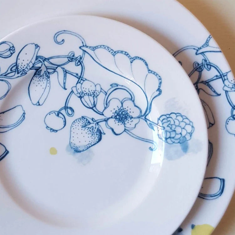 set of 2 Blue Summer bread plates #1
