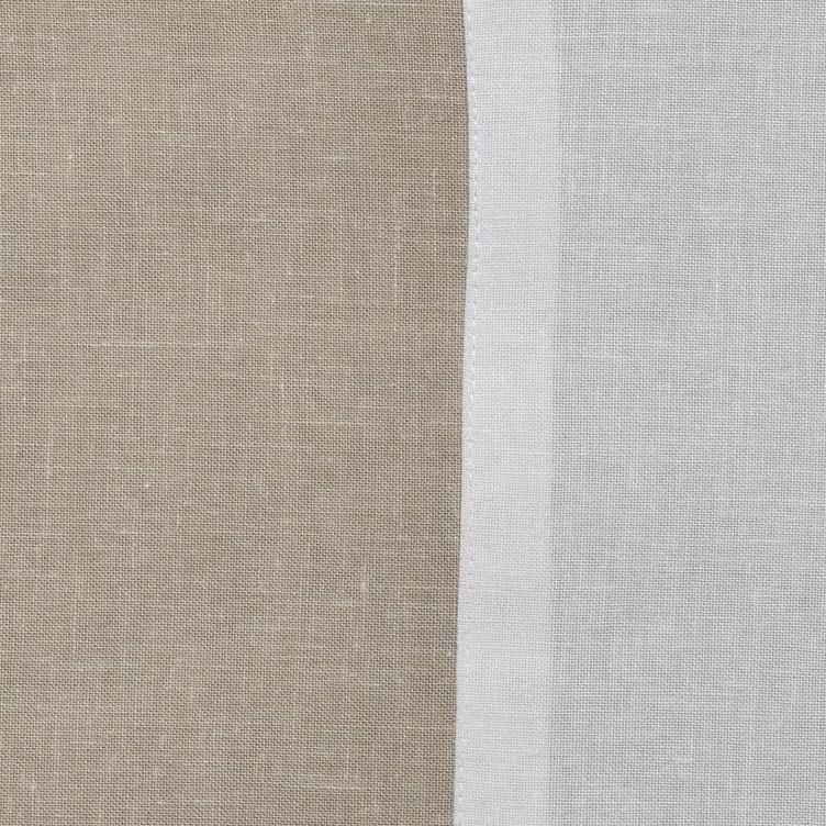 22 Maggio Istanbul Terreno Linen Tablecloth-Two-tone fabric swatch with beige and gray colors