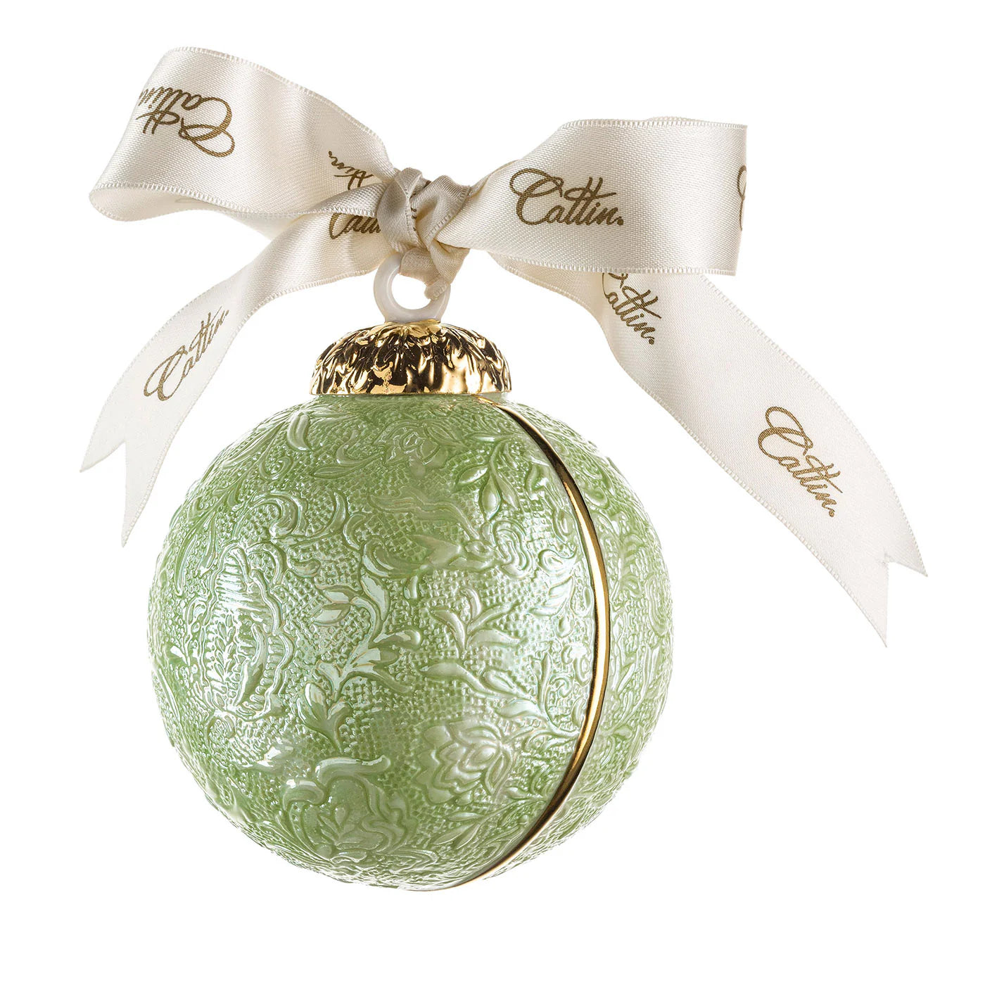 Damask Light Green Christmas Bauble