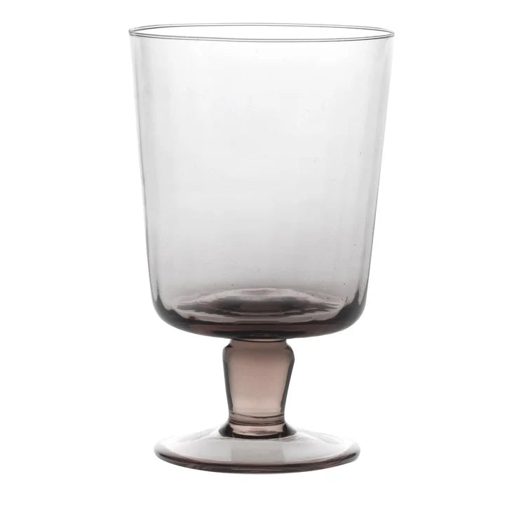 Set of 6 Plissé Rose Quartz Stem Glasses