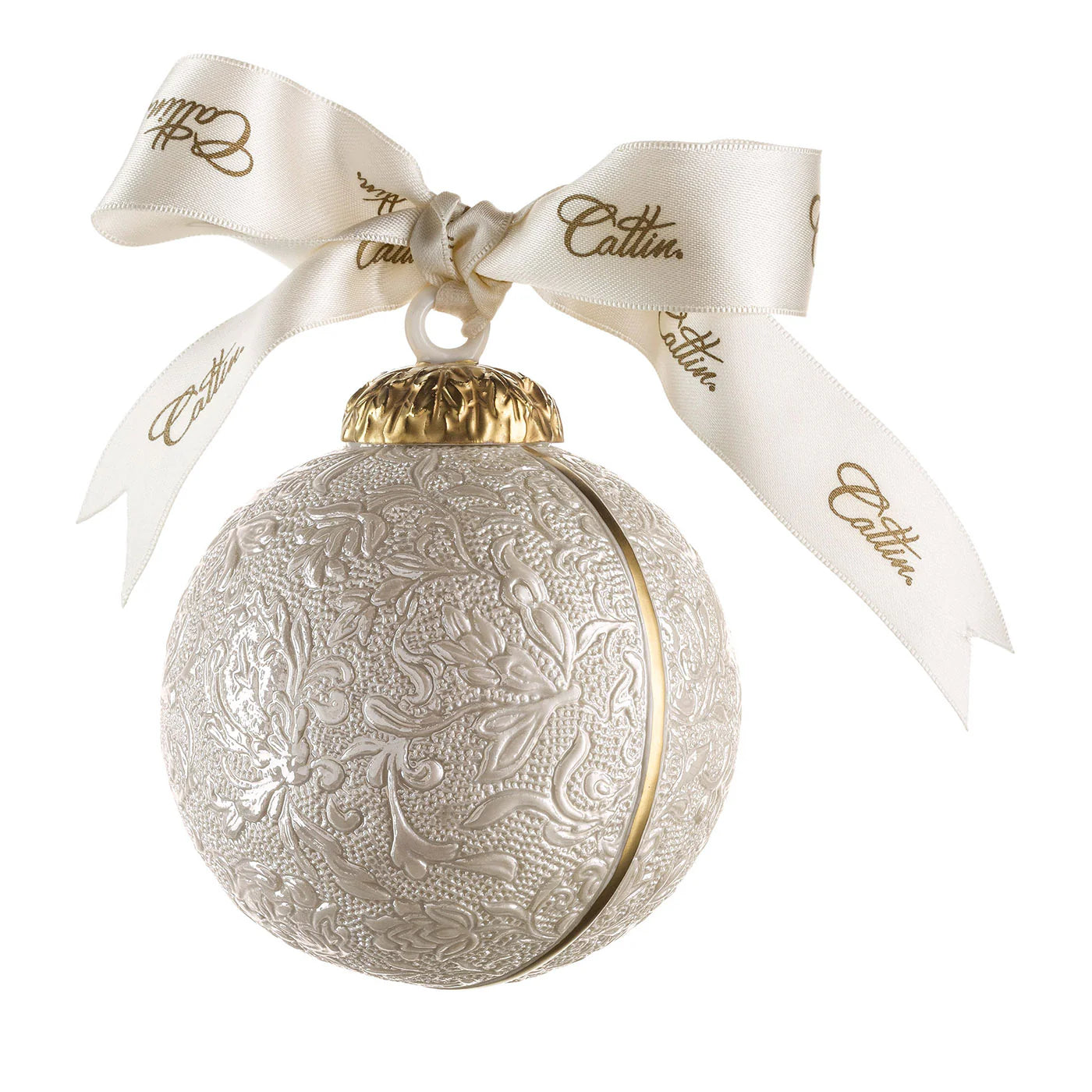 Damask Pearly White Christmas Bauble
