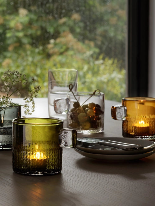 Handle Tealight Holder H9cm Amber