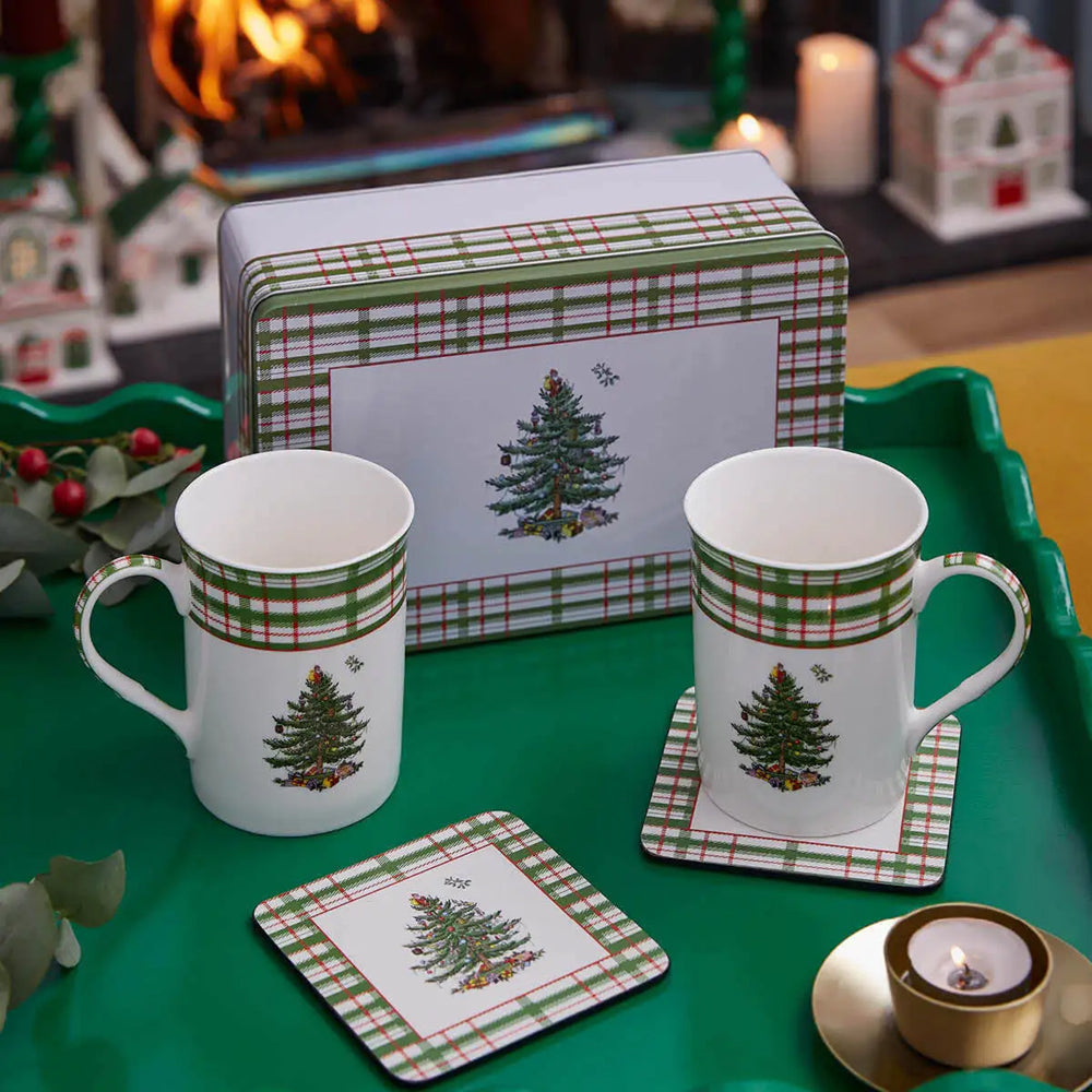 Spode Christmas Tree Mug & Coaster Gift Box