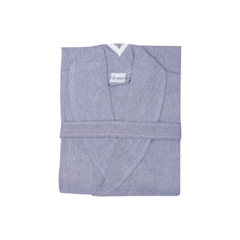 Acqua Bathrobe-Folded gray robe with a brand label on a white background