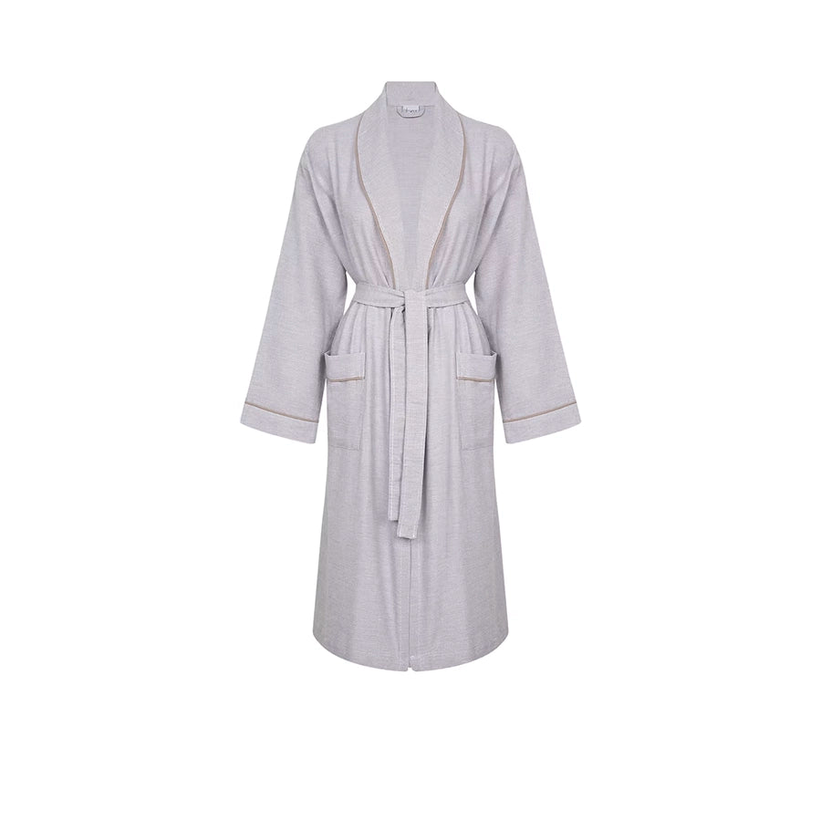 Acqua Bathrobe Men-Light gray robe on a white background