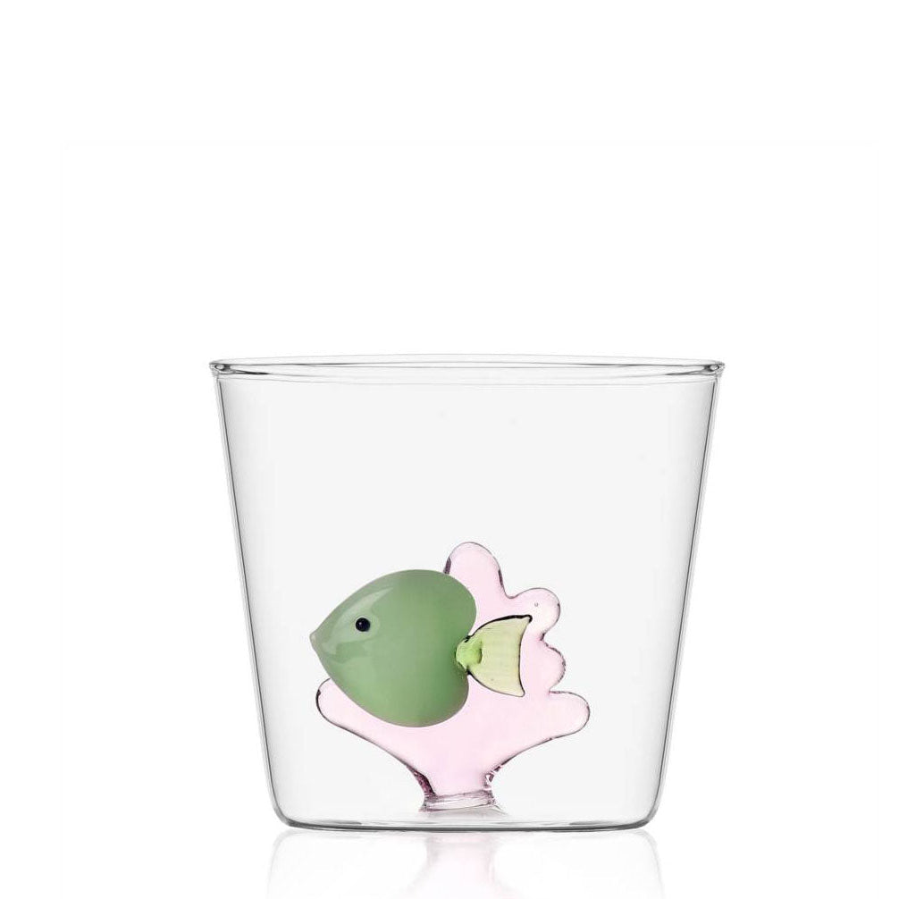 Tumbler green fish - pink seaweed