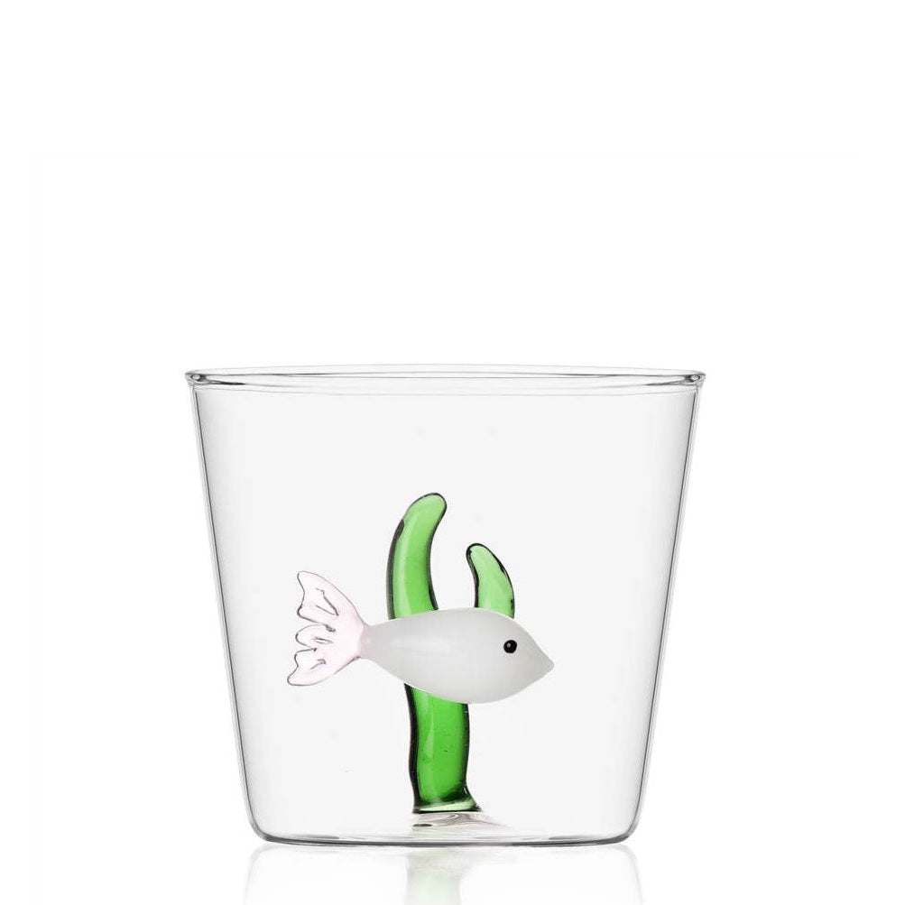 Glass Tumbler - White Fish & Green Seaweed