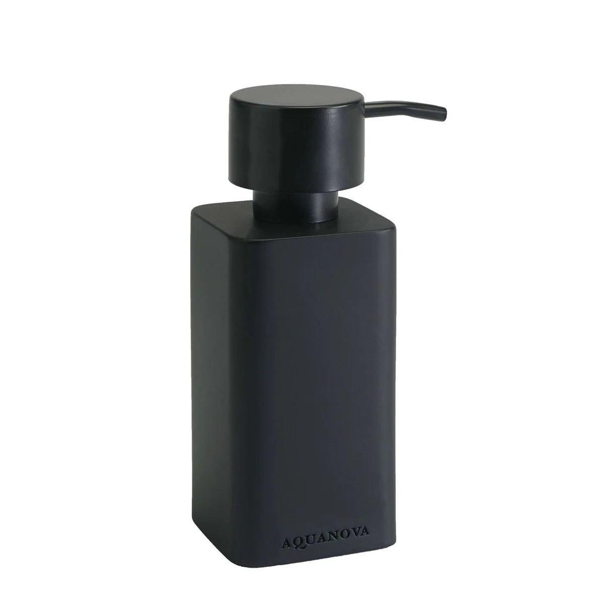 Aquanova Khana Soap dispenser-Black soap dispenser with pump on a white background, featuring the brand 'Aquanova'.