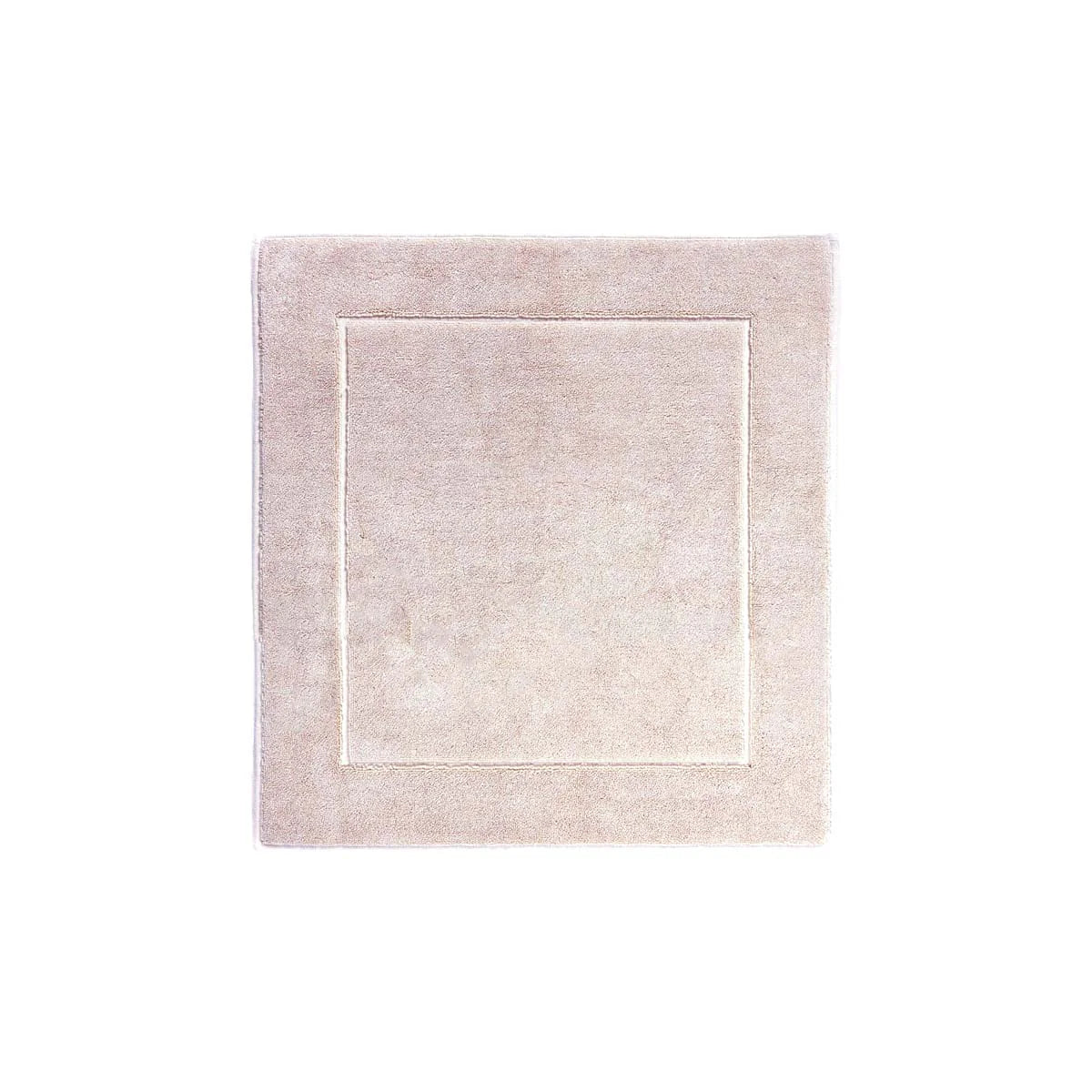 Aquanova London Bath mat-Beige rug with a border on a white background