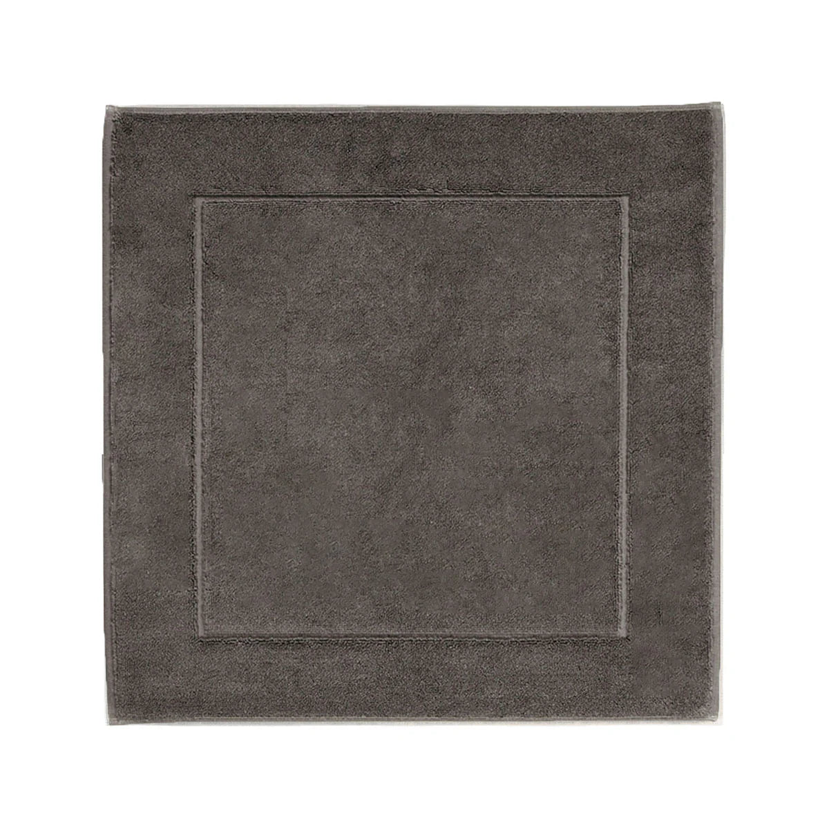Aquanova London Bath mat-Gray square rug with a border on a white background