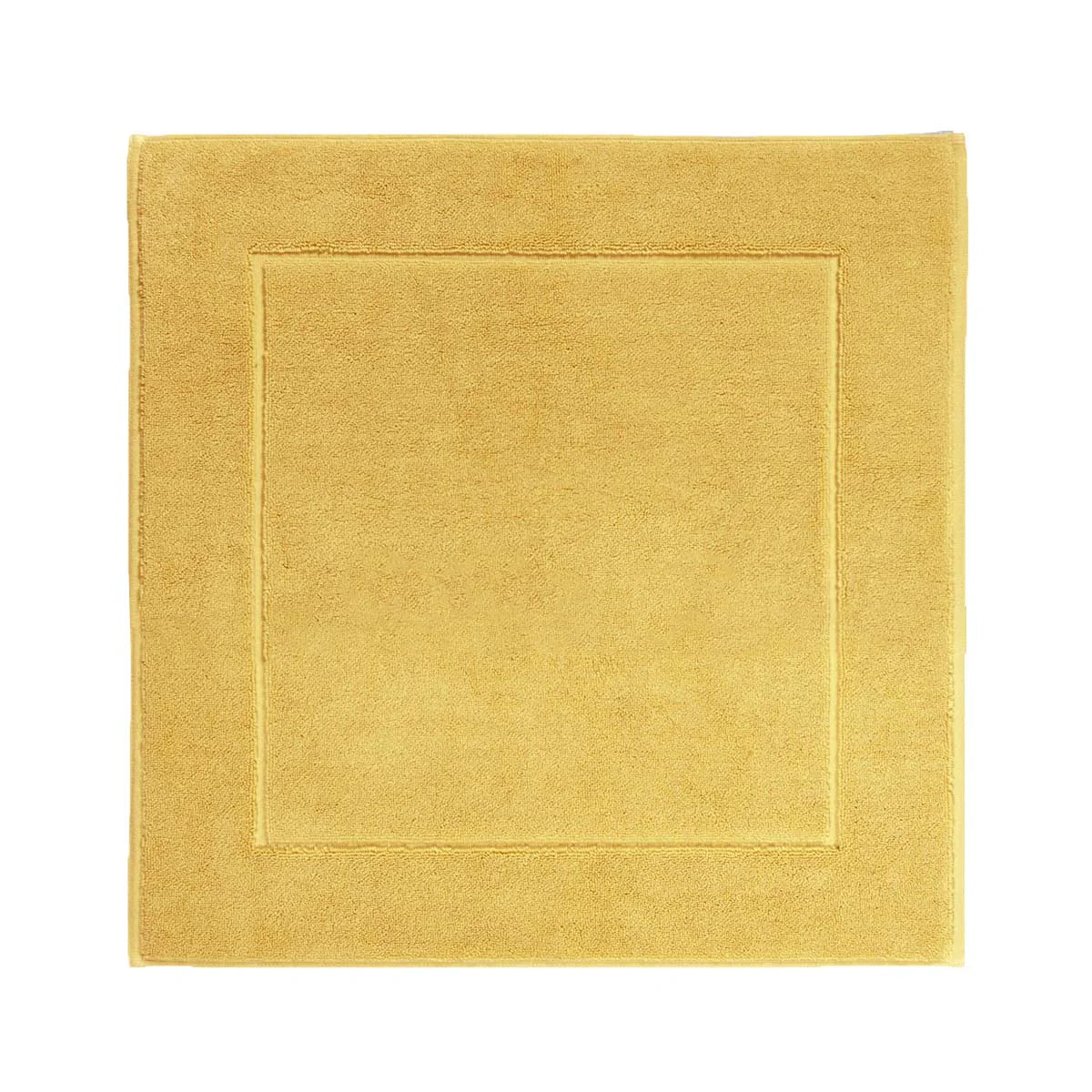 Aquanova London Bath mat-Yellow square rug with a border on a white background