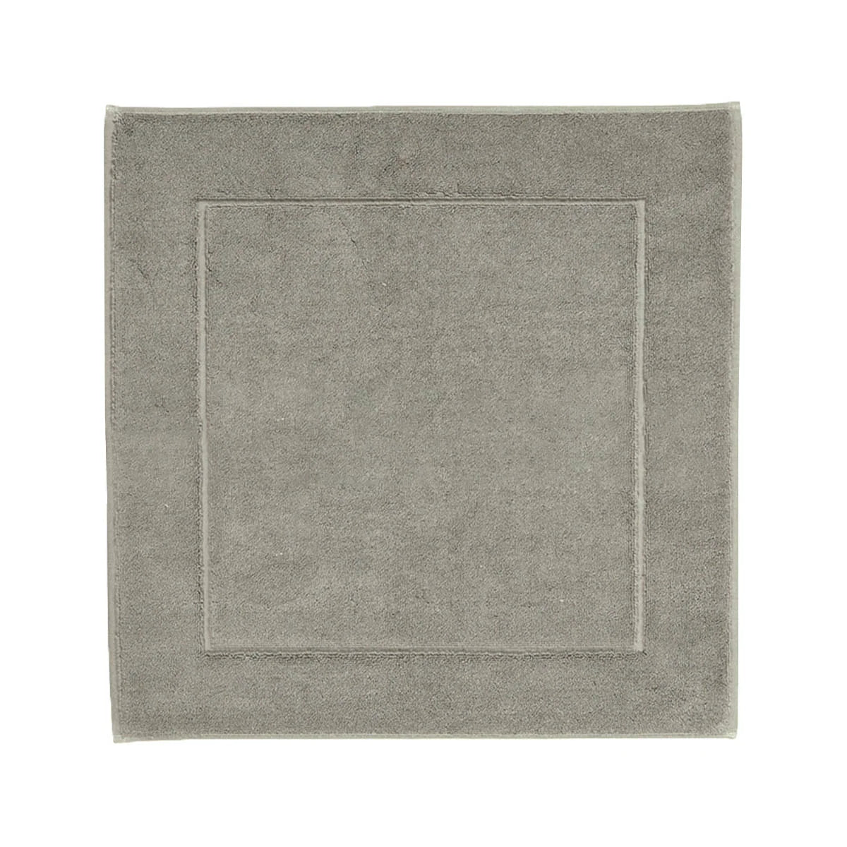 Aquanova London Bath mat-Gray square rug with a border on a white background