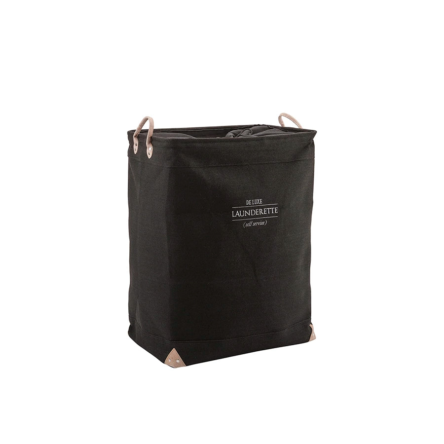 Aquanova Lubin Laundry basket-Black laundry bag with 'Laundrette' branding on a white background