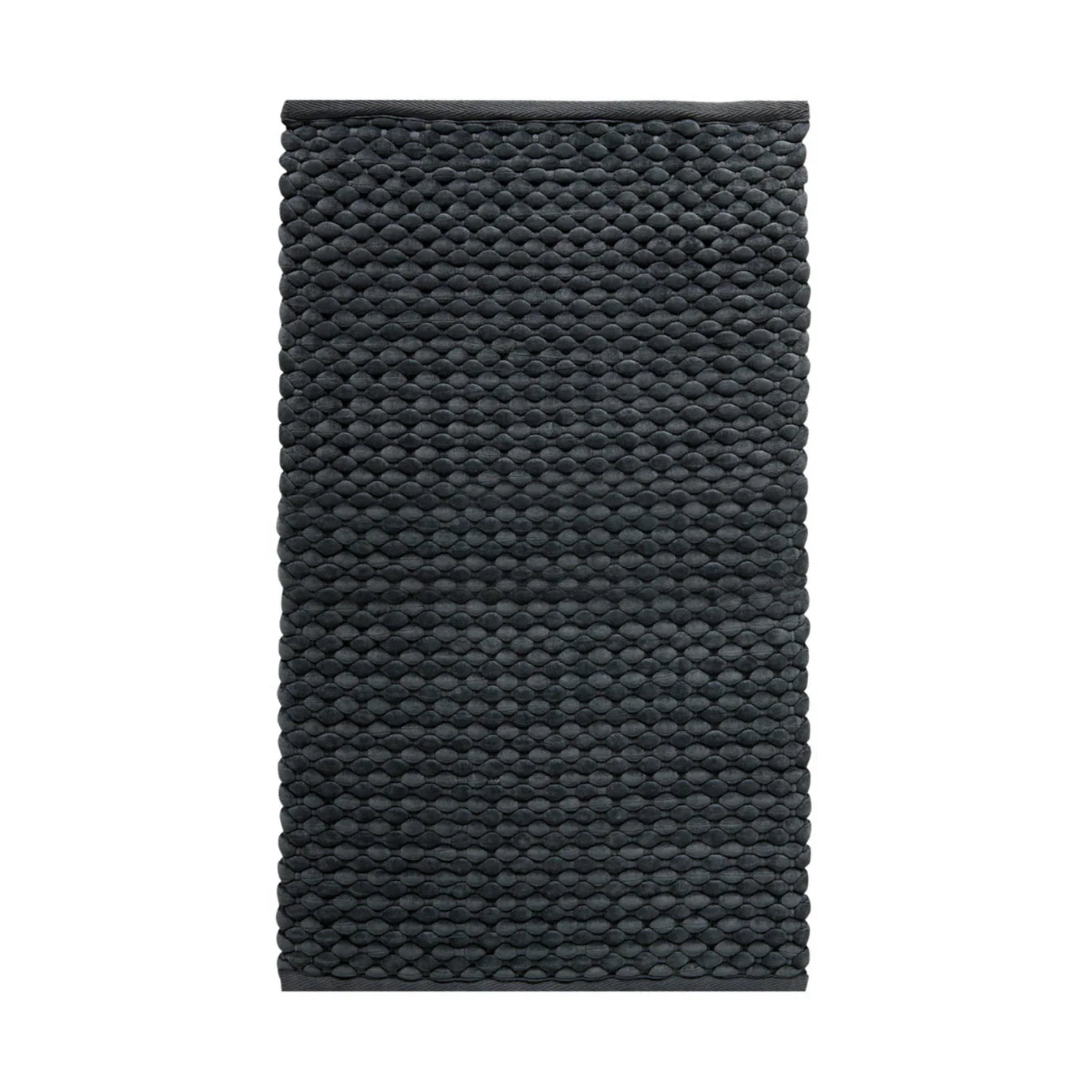 Aquanova Maks Bath mat-Dark gray textured rug on a white background