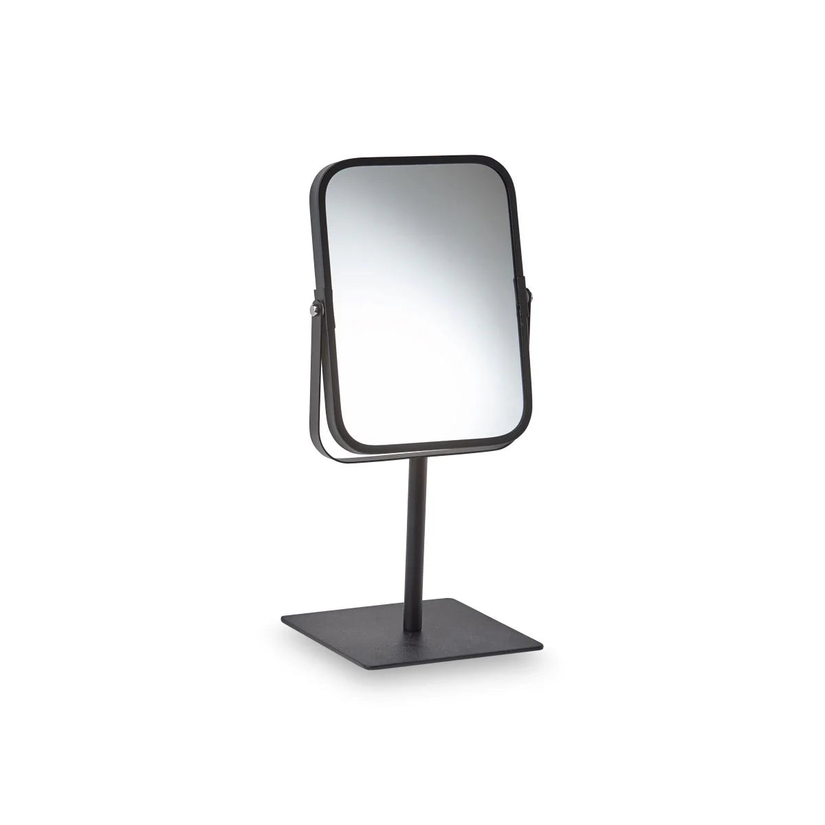Aquanova Moon Mirror-Black vanity mirror on a stand with a white background-moon-mirror-on-dresser-with-mirror-dubai-beauty-lounge-crescent-dressing-table-mirror-uae-vanitymoon-wall-mirror-arabic-home-decor-dubai