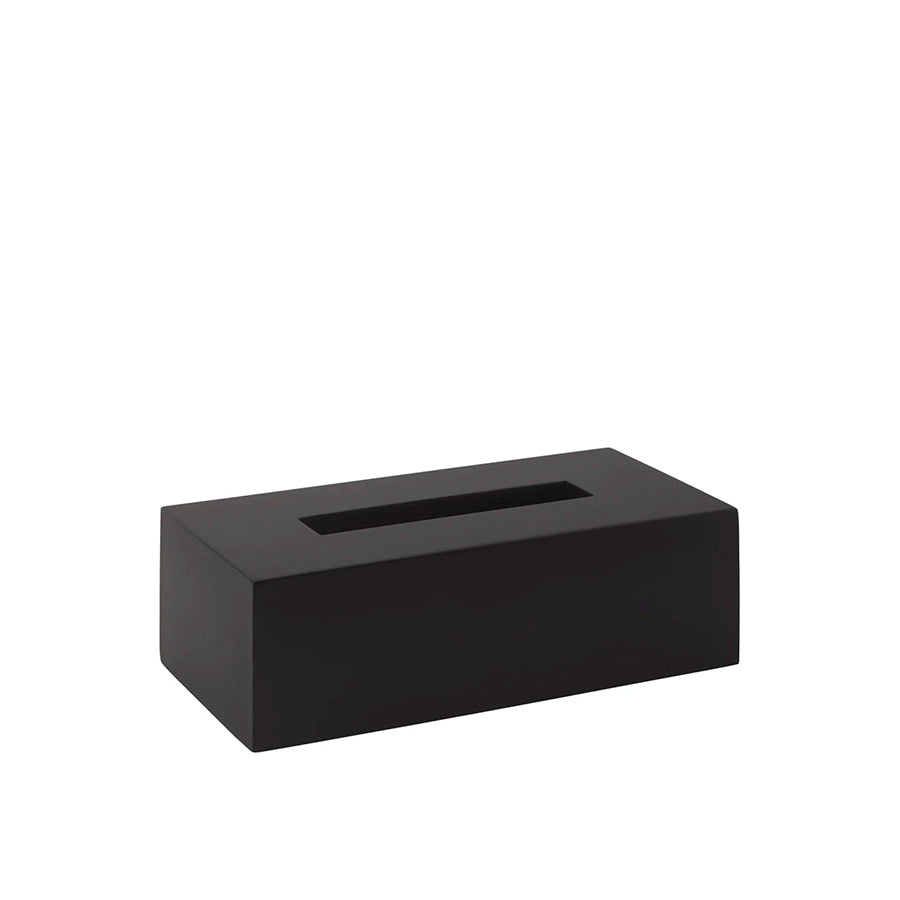 Aquanova Moon Tissue Holder-Black rectangular tissue box on a white background