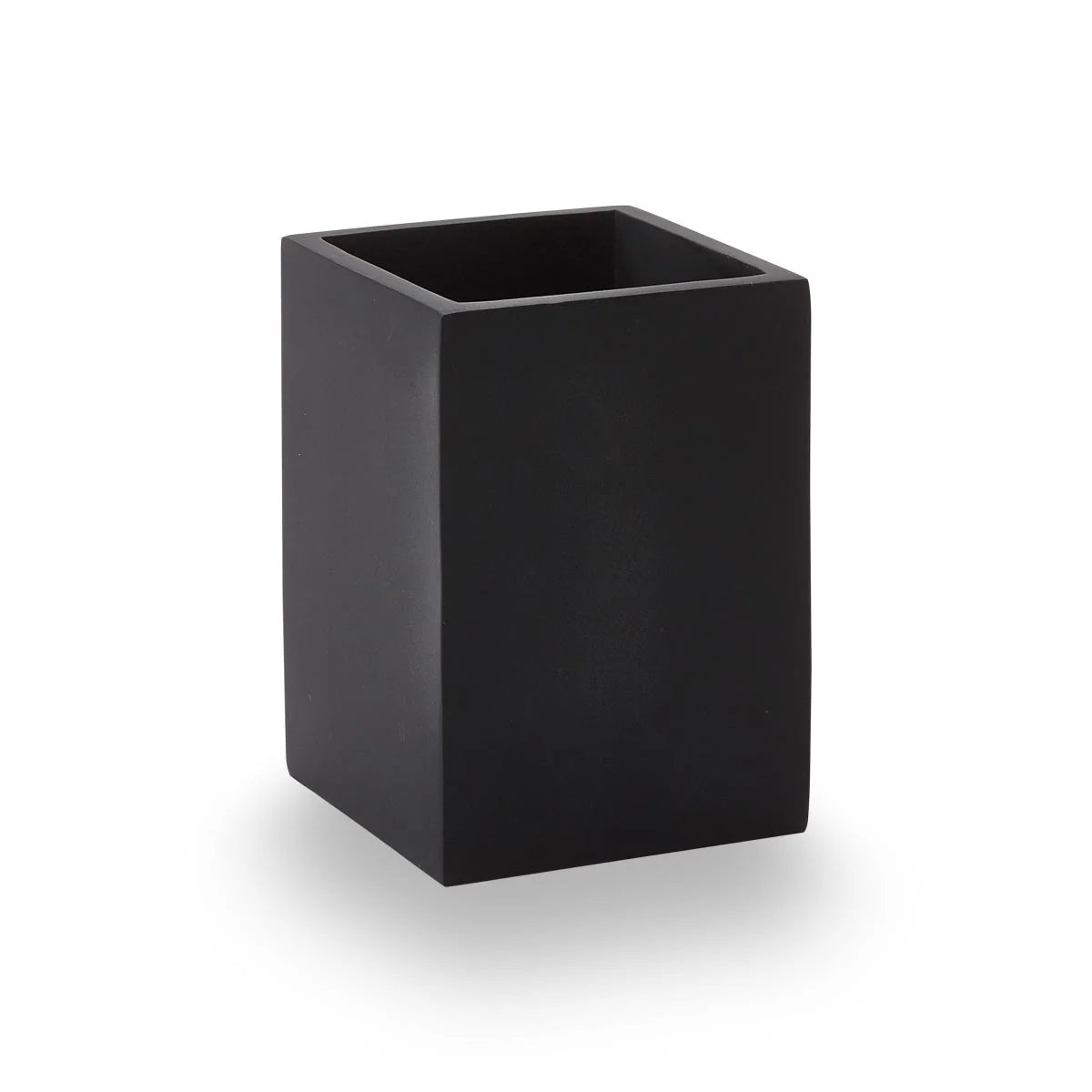 Aquanova Moon Toothbrush holder-Black rectangular planter on a white background
