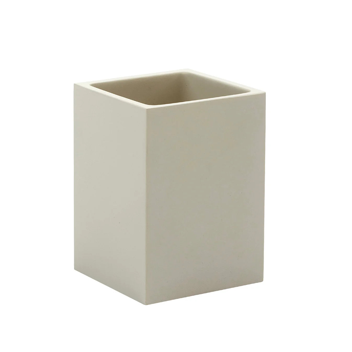 Aquanova Moon Toothbrush holder-Beige square planter on a white background