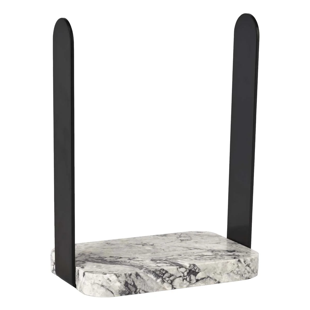 Aquanova Nero Guest towel holder-Marble shelf with black metal brackets on a white background
