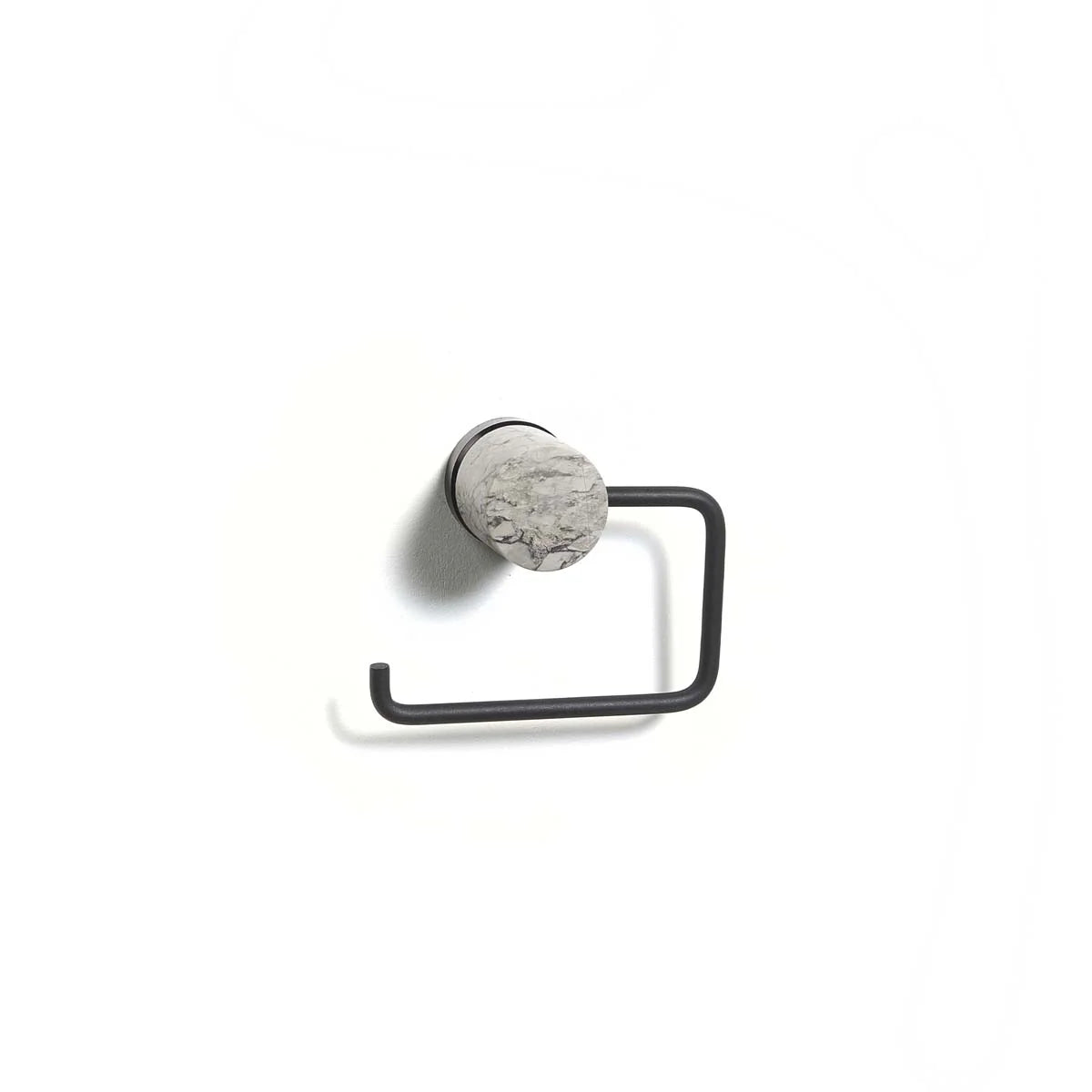 Aquanova Nero Wall mounted toilet paper holder-Towel hook with concrete finish on a white background