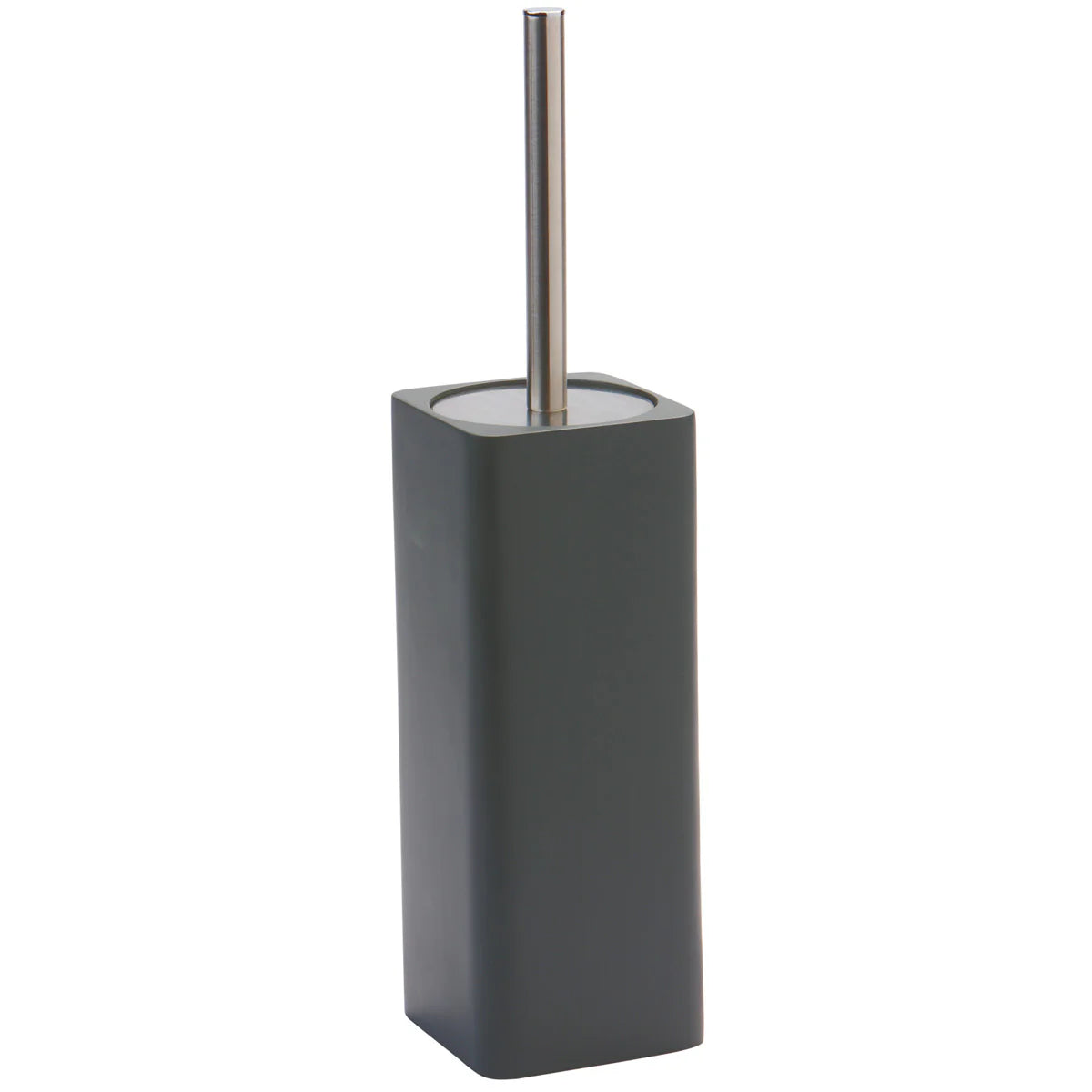 Aquanova Ona Toilet brush holder-Black rectangular toilet brush holder with a silver handle on a white background