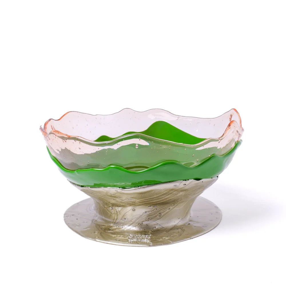 Big Collina Vase Extra - Clear Ruby, Matt Green And Bronze