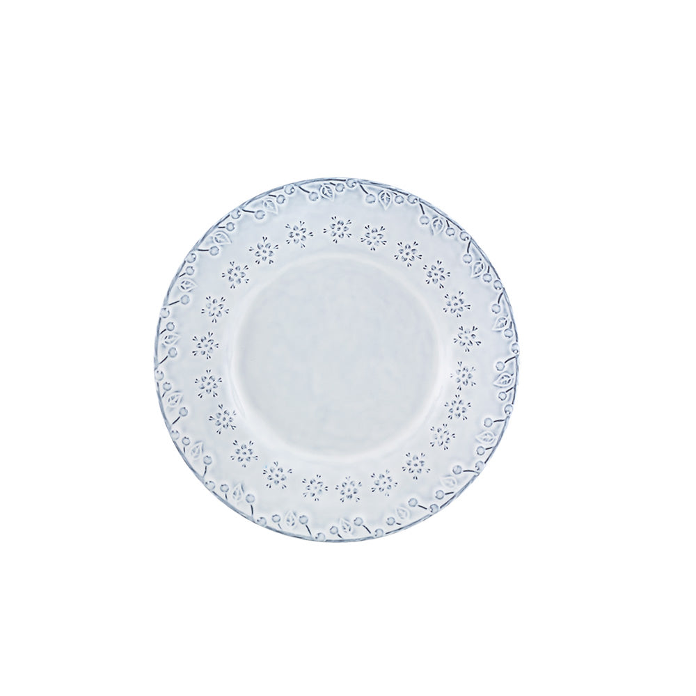 Bordallo Pinheiro Flora Dessert Plate-White decorative plate with floral patterns on a white background