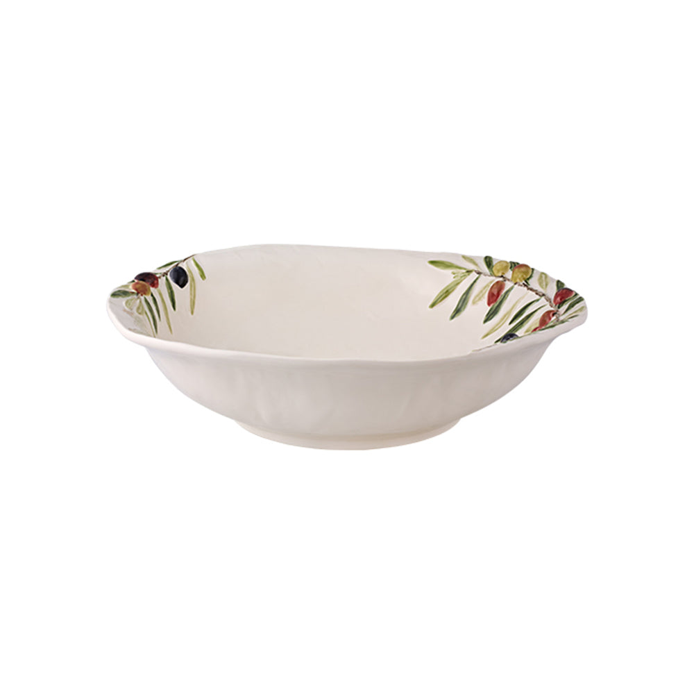 Bordallo Pinheiro Olival Salad Bowl-Ceramic bowl with floral design on a white background