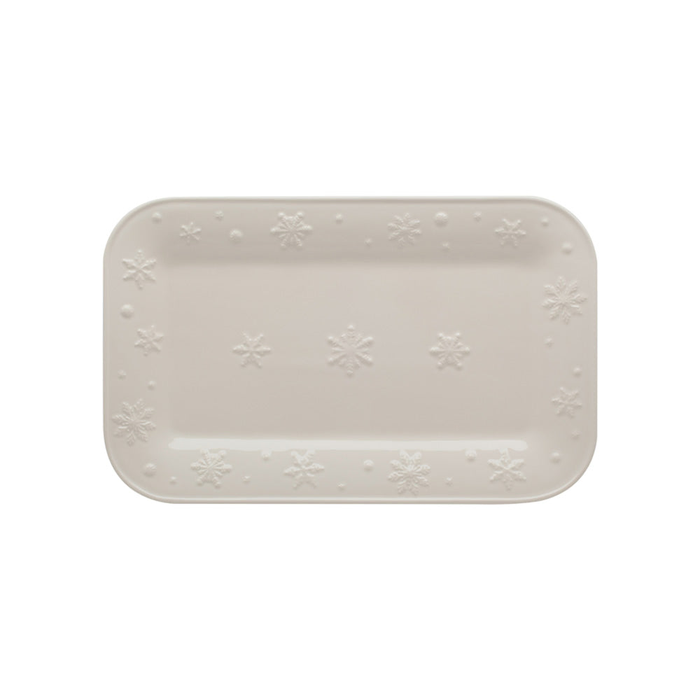 Rectangular ceramic plate with star patterns on a white background