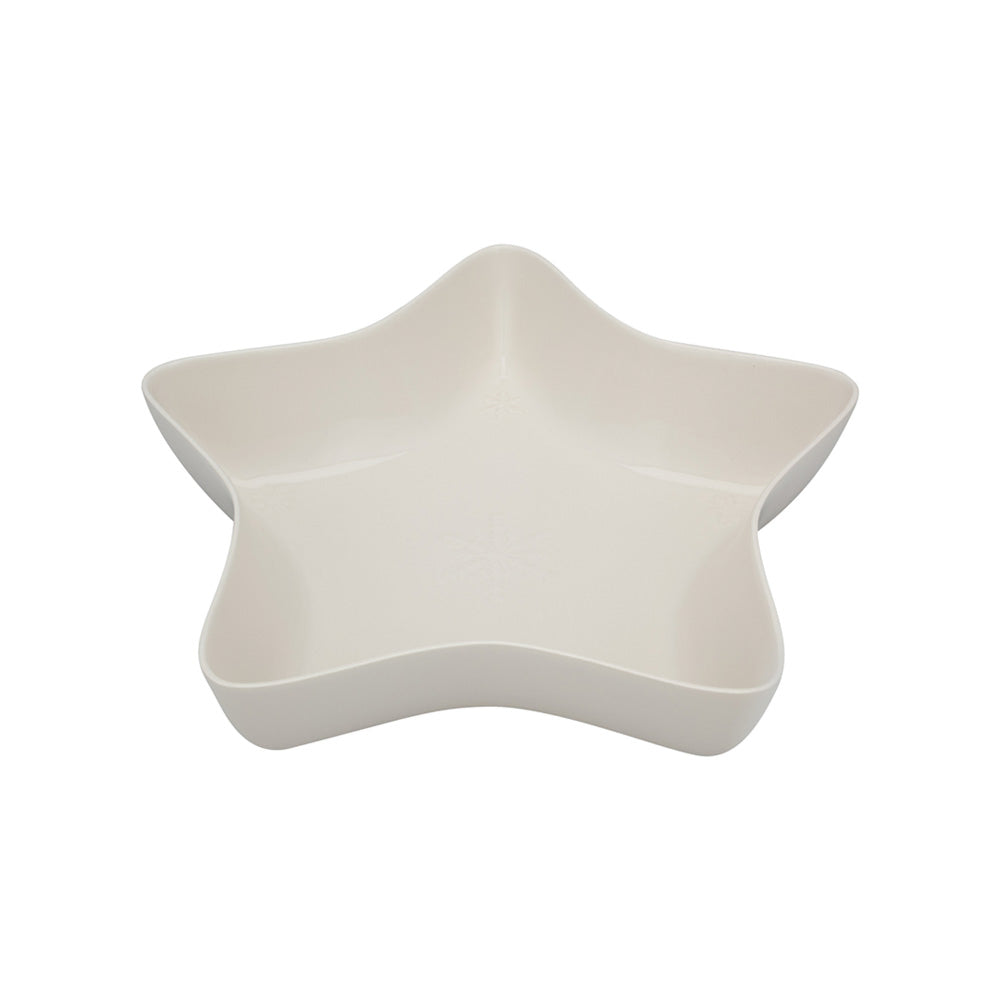 Bordallo Pinheiro Snowflakes Star Bowl, 37cm-Star-shaped white ceramic bowl on a white background