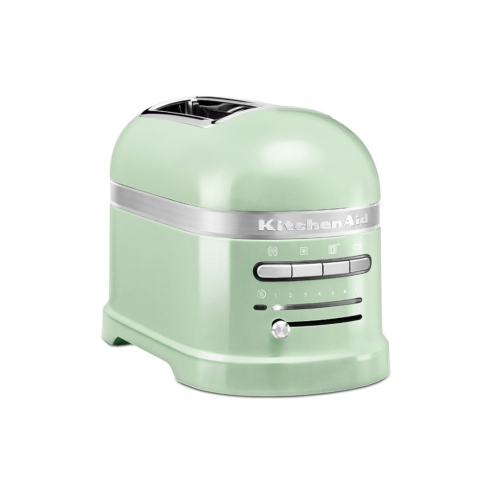 Green Bread toaster with 'KitchenAid' branding on a white background