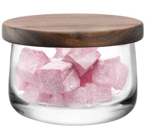City Bowl & Walnut Lid 13cm Clear