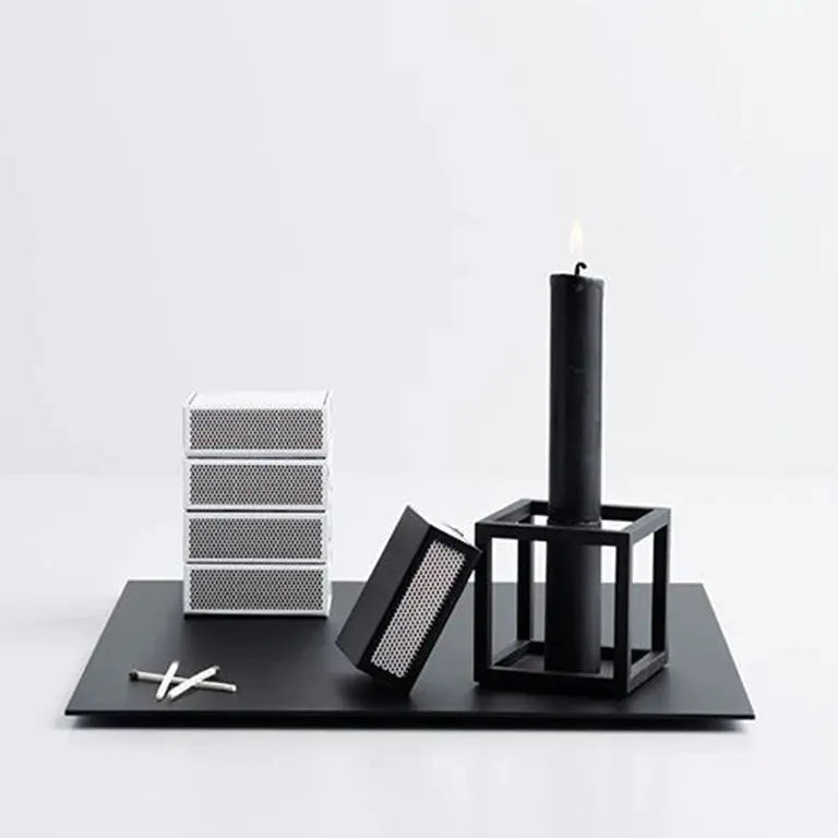 Kubus Black Candle Holder Audo, Modern candle stand,