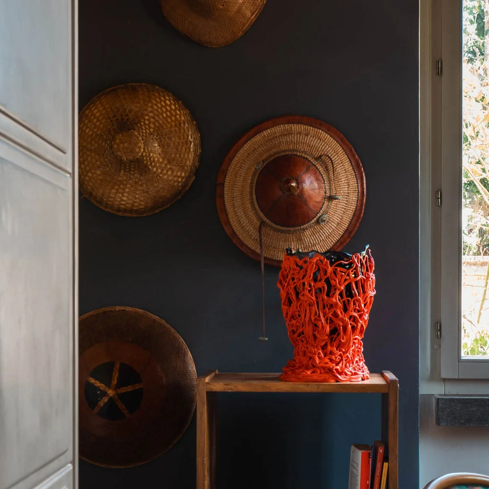 Spaghetti Special Vase - Clear Fumè, Pastel Orange