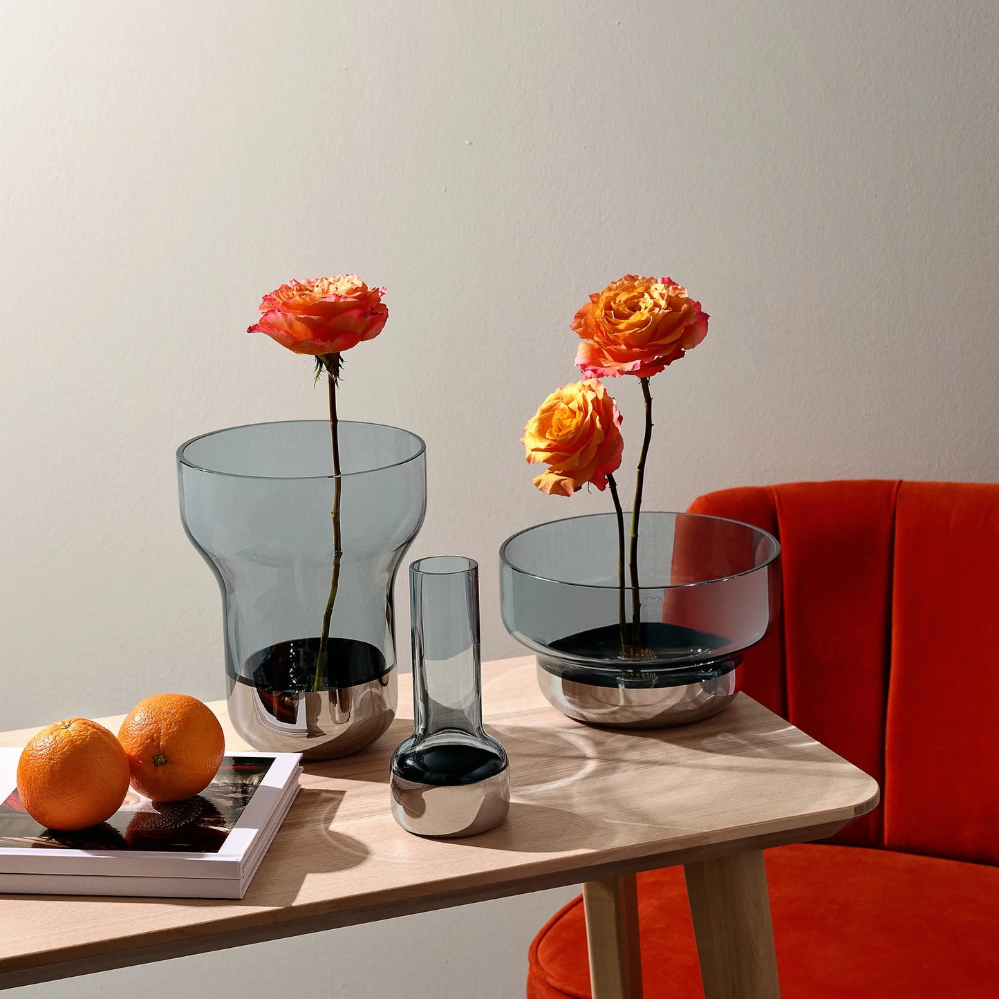 Contour Vase Wide Steel Blue