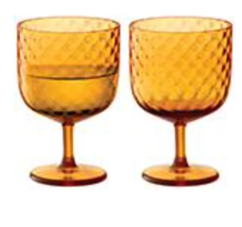 Dapple Wine Glass 325ml Water Sun Amber x 2