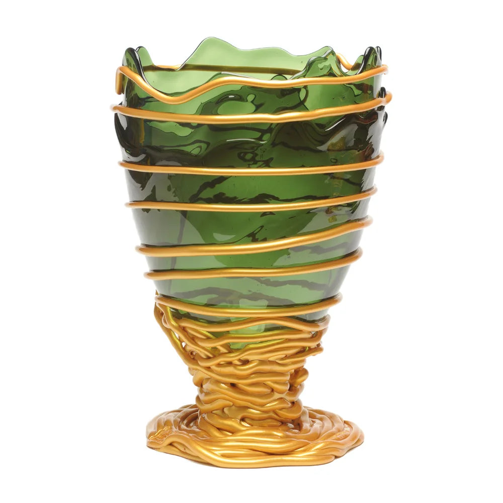 Pompitu II Vase - Bottle Green, Matt Gold