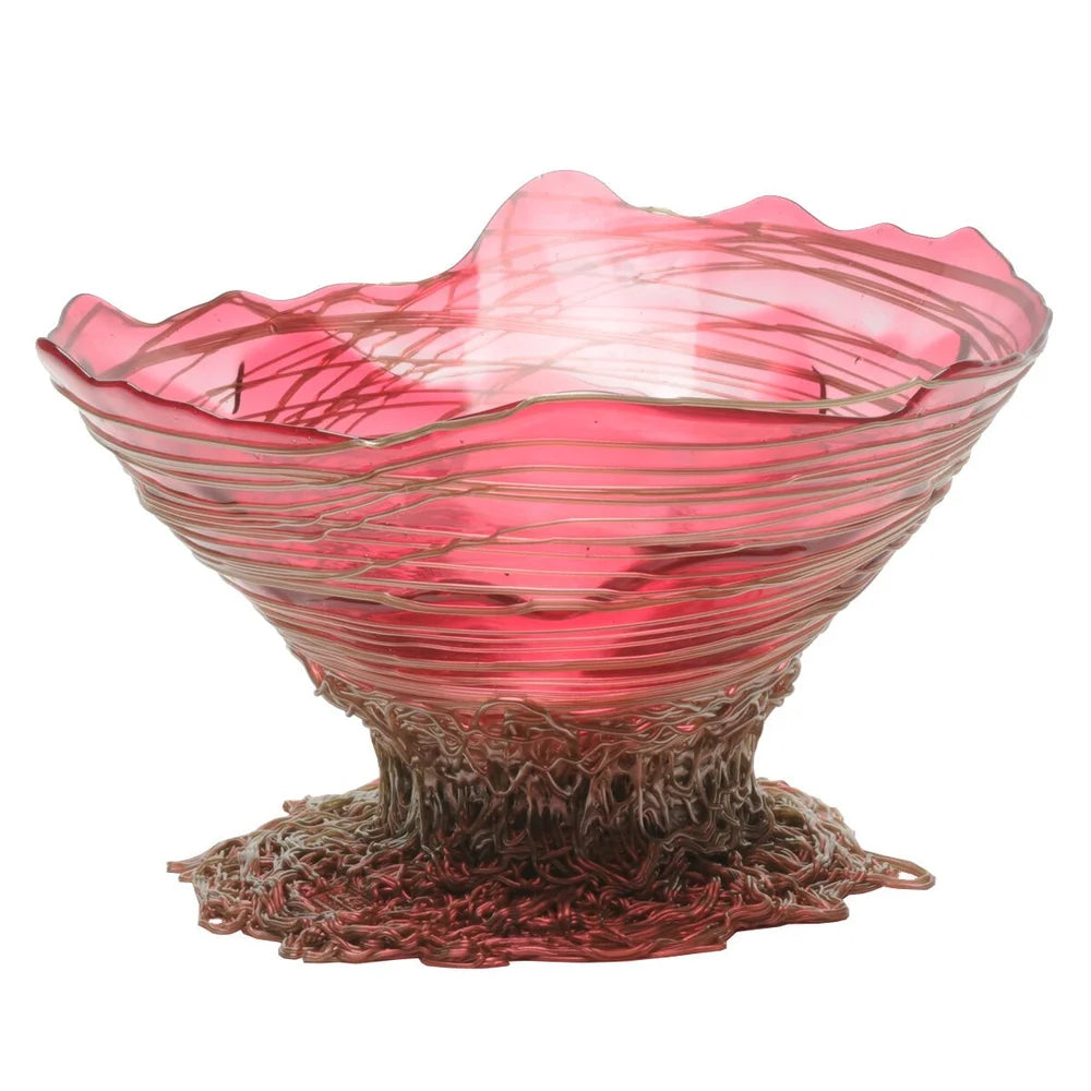 Ogiva Vase - Clear Light Fuchsia And Bronze