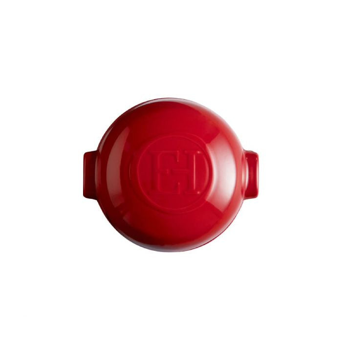 Emile Henry Cheese Baker-Red dome-shaped object with a logo on a white background