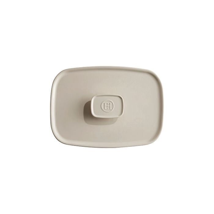 Emile Henry Lid For Oven Dish, Medium-Beige soap dish with a logo on a white background