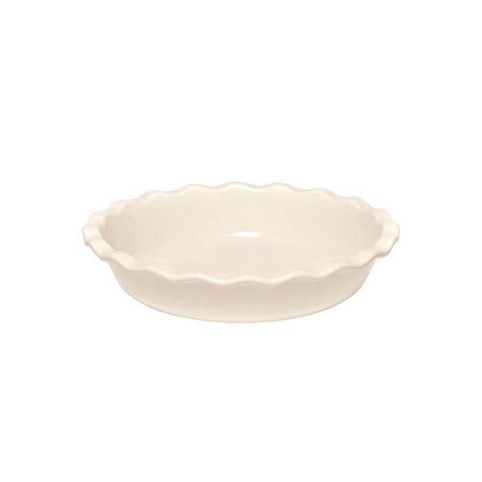 Emile Henry Pie Dish, 26cm-White ceramic pie dish on a white background