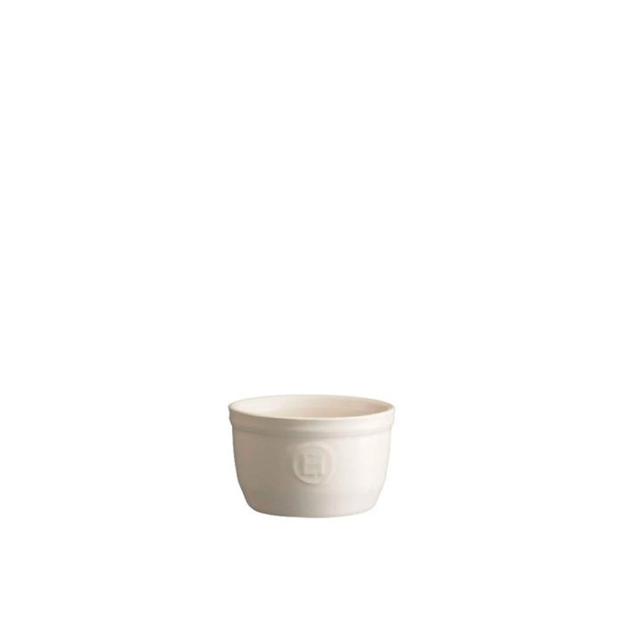 Emile Henry Ramekins, Set of 2-White ceramic bowl with a logo on a white background
