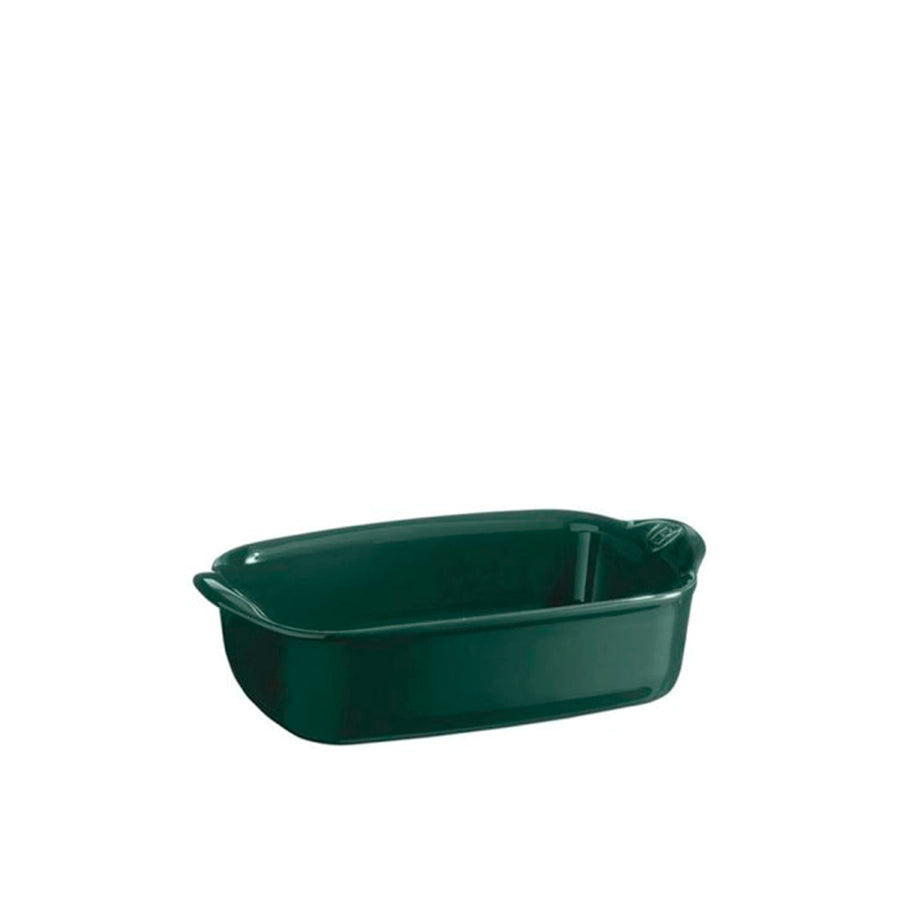 Emile Henry Rectangular Oven Dish-Green rectangular baking dish on a white background