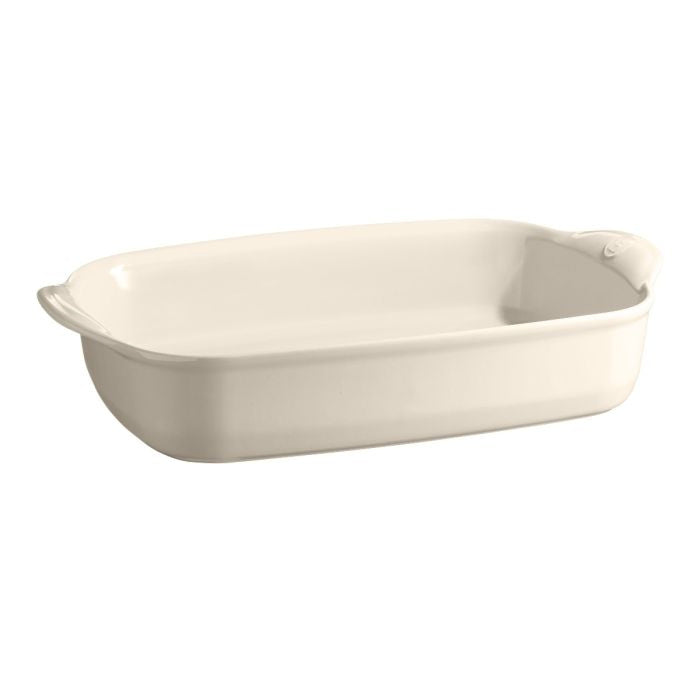 Emile Henry Rectangular Oven Dish-Beige ceramic baking dish on a white background