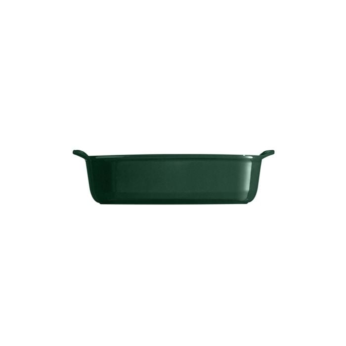 Emile Henry Rectangular Oven Dish-Green rectangular baking dish on a white background