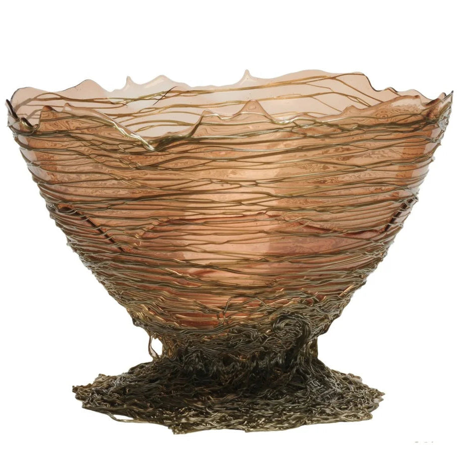 Ogiva Vase - Clear Antique Pink And Bronze