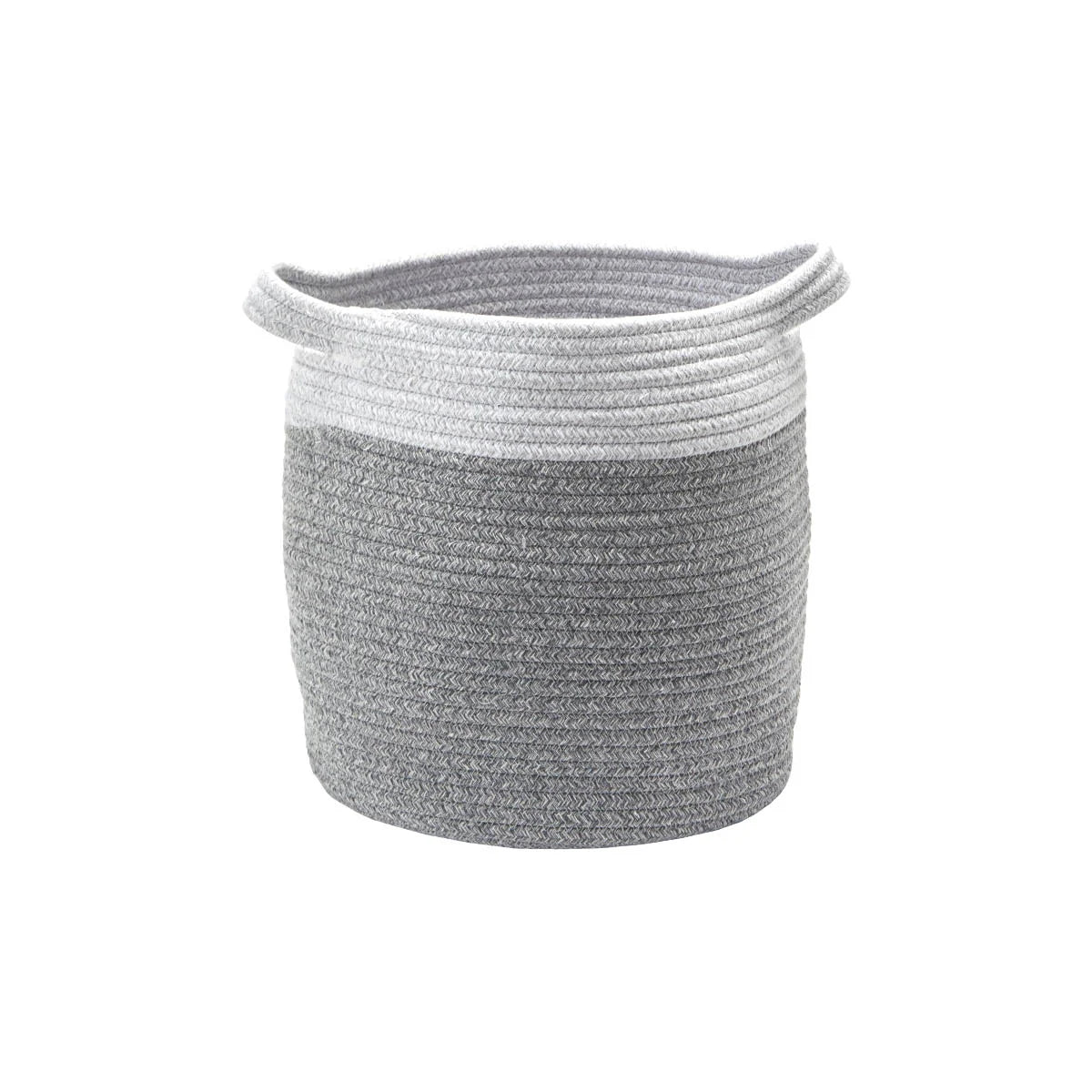 Gray woven basket on a white background