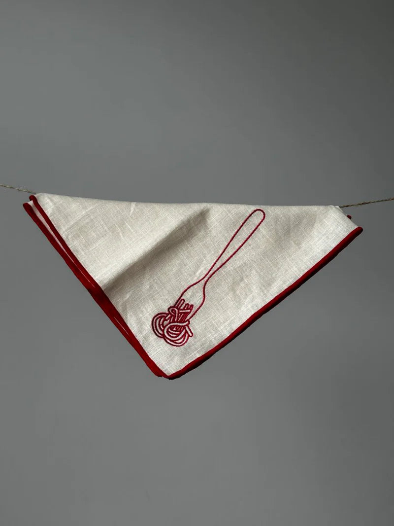 Linen Embroidered Napkin – Spaghetti