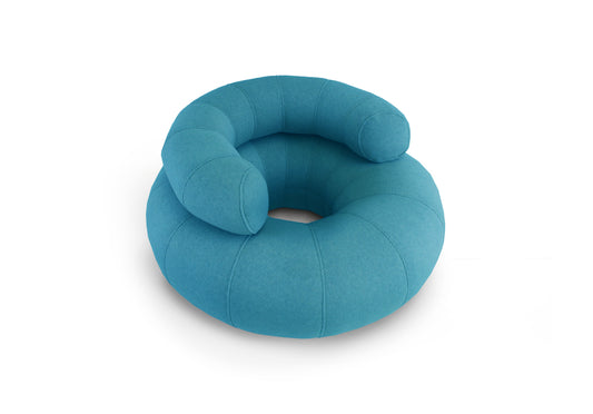 OGO Don Out Sofa L 3D-A round, blue outdoor sofa designed for poolside use, with a plush and inviting appearance.
